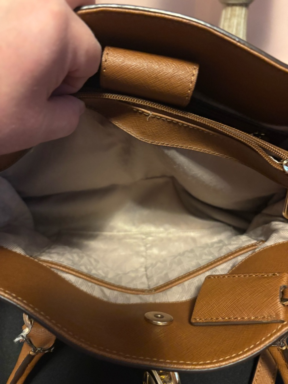 Michael Kors Caramel Brown Leather Satchel with Gold Hardware - Picture 7 of 11